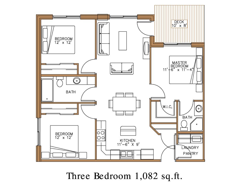 3 bedroom floorplan at Northview Apartment Homes